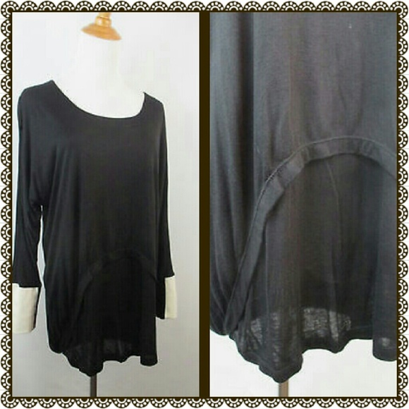June &Hudson blk & wh shirt with faux  leather