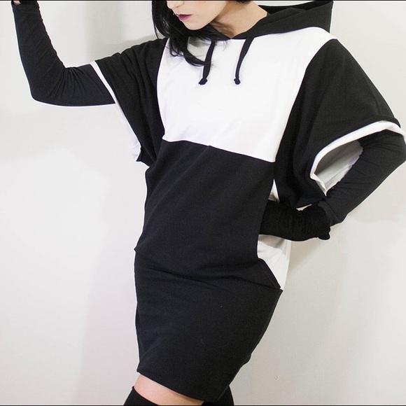 LAST CHANCE: Black Scale Lunar Dress Hoodie Goth