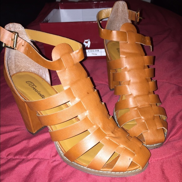 Tan strappy heels