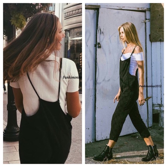 brandy Melville black wash jade overalls - Picture 1 of 2