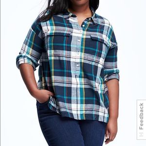 Old Navy Plus-size Plaid Flannel Popover 3X