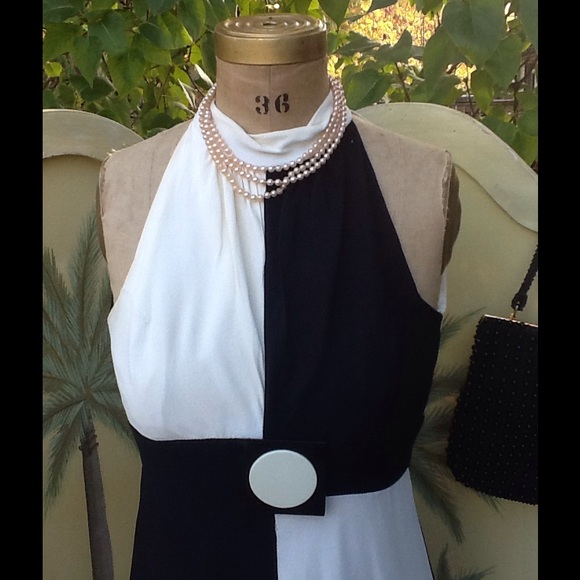 VTG 60s MOD COLORBLOCK MAXI DRESS - Picture 2 of 4