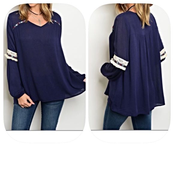 ✨FLASHSALE Flowy & Free Boho Peasant Top Fringe M - Picture 2 of 4