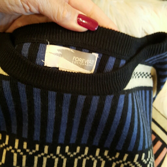 BLUE BLK CREWNECK STRIPE SWEATER - Picture 5 of 6