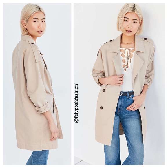 Urban Outfitters S + N Izzy Longline Trench Coat - Picture 2 of 2