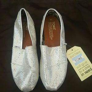 Brand new silver glitter Toms