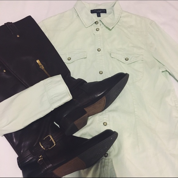 Sanctuary Mint Button Down Shirt