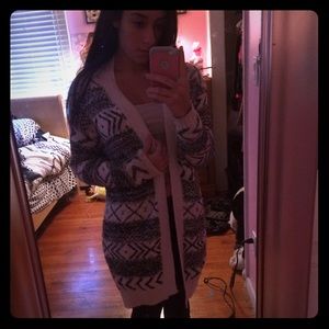 Black and white long cardigan