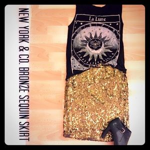 New York & Co. Gold/Bronze Sequin Skirt