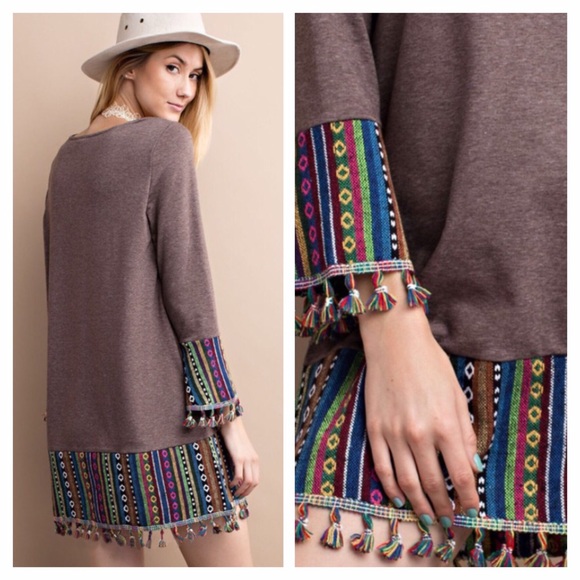 FRENCH TERRY BOHO HEM DRESS - Picture 2 of 4