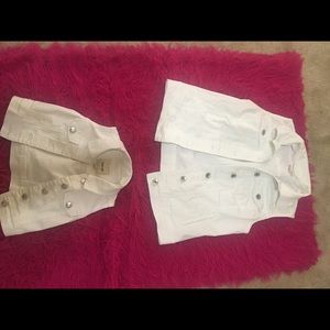 Mommy and me white jean vest