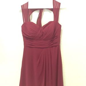 D'zage burgundy, floor length gown