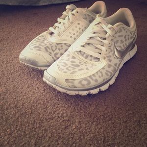 Super cute white cheetah Nikes
