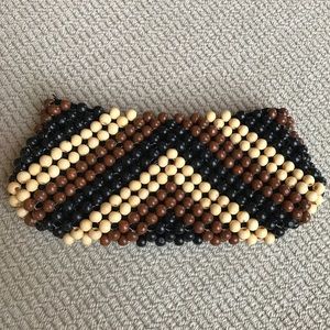 LA REGALE Wood Beaded Clutch