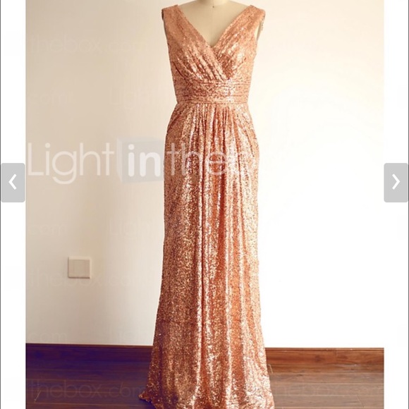 Champagne Sequin Bridesmaid / Party Dress