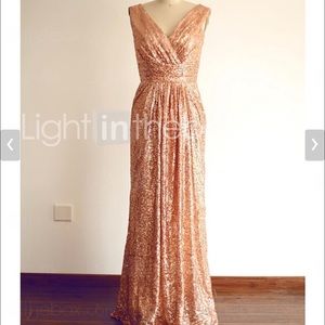 Champagne Sequin Bridesmaid / Party Dress