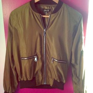 Olive Green -Black Bomber Jacket