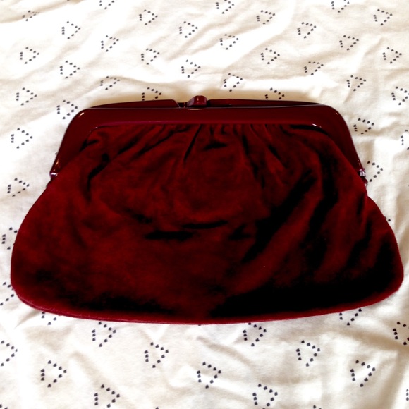 Wine Red Suede Clutch