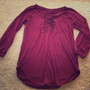 3/4 sleeve maroon top