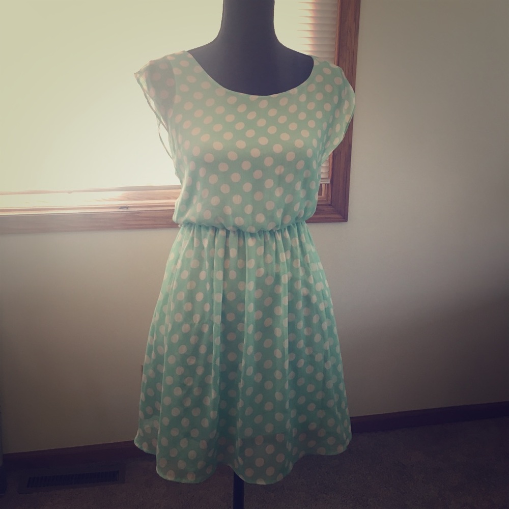 Sea Foam Green Polkadot Dress