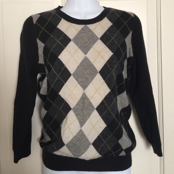 J Crew Wool Cashmere Argyle Sweater