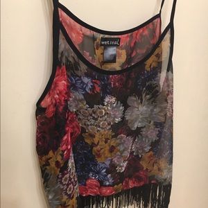 Tank top with fringe bottom