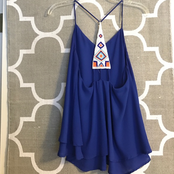 Flowey blue blouse with beaded back