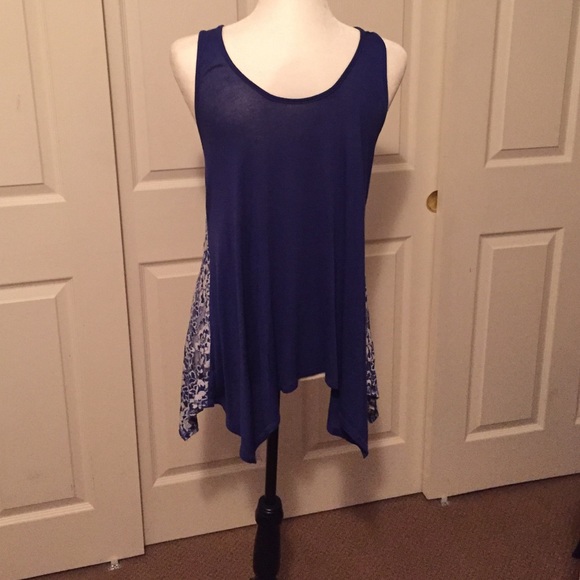 Tank top - royal blue w/ lace back