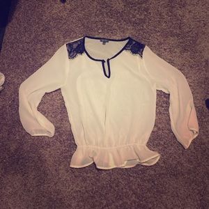 Sheer Lilly Rose blouse with 3/4 length sleeves.