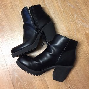 Black chunky heel booties
