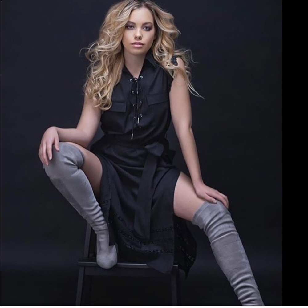 Double Slit Midi Dress