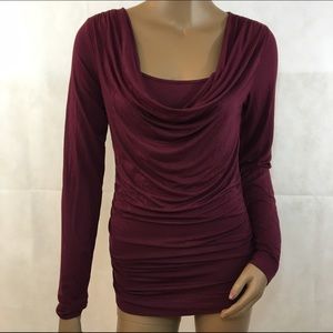 CAbi draped neck top blouse size S