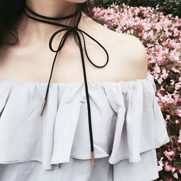 60" Black Velvet Multi-Way Choker Necklace New - Picture 3 of 4