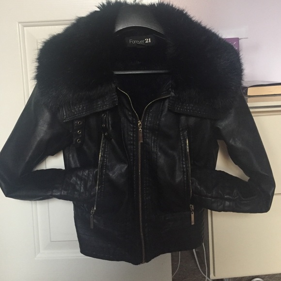 forever 21 leather jacket with fur