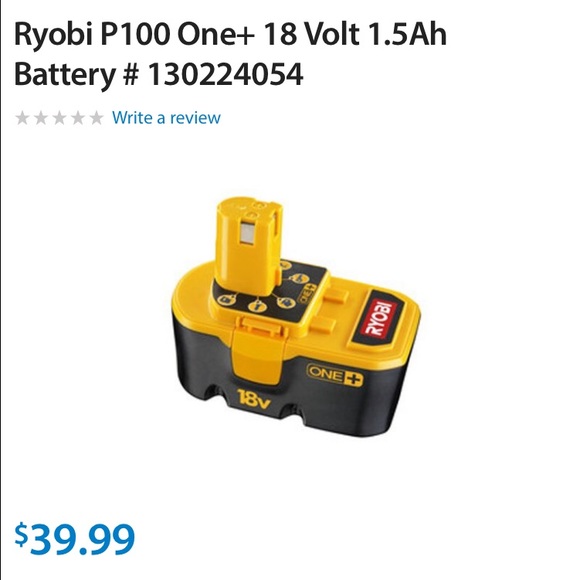 RYOBI P100 One+ 18 Volt Battery - Picture 1 of 3
