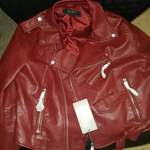 Red Faux leather jacket