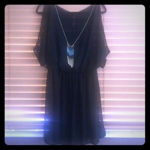 Black knee high dress, with necklace attached
