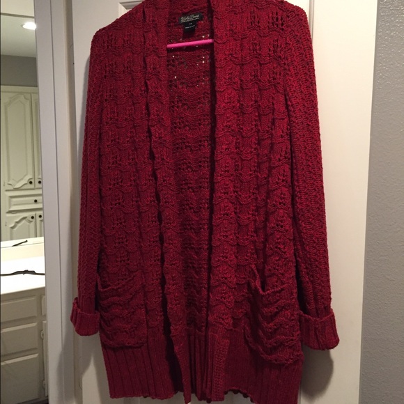 Lucky brand red open sweater cardigan
