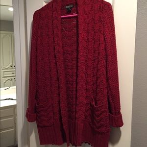Lucky brand red open sweater cardigan