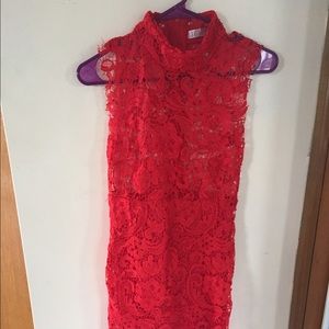 Red lace dress