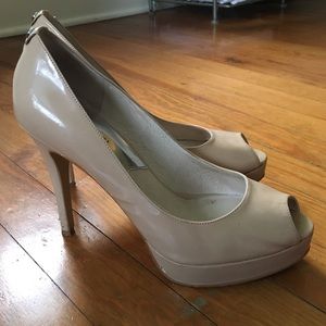Michael Kors Nude Patent Peep Toe Heels