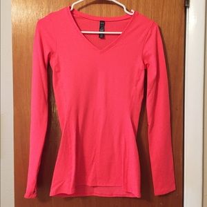 Cold Gear Hot Neon Pink Long Sleeve Workout Shirt
