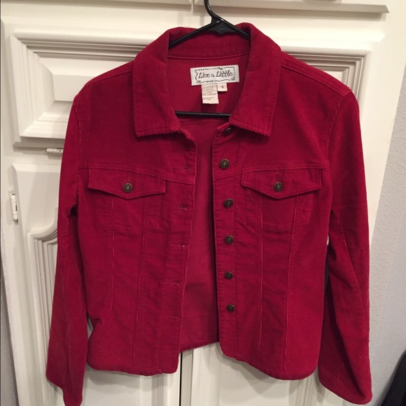 Red corduroy button up jacket