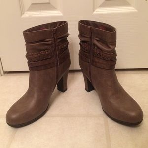 Brown buckle ankle boots