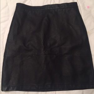 Black leather skirt.
