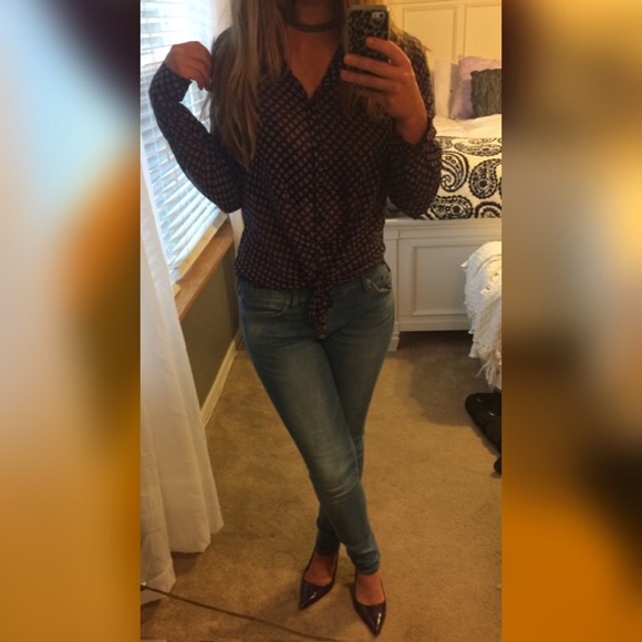 Purple & navy blouse