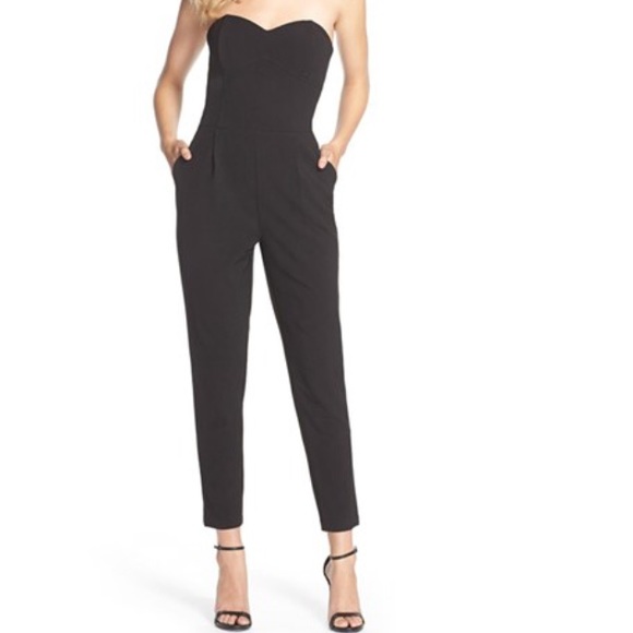 Black strapless jumpsuit