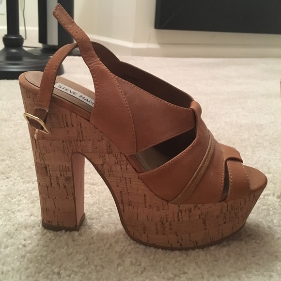Cognac leather cork sandals