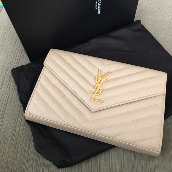 YSL wallet on chain Medium Nude poudre - Picture 2 of 7