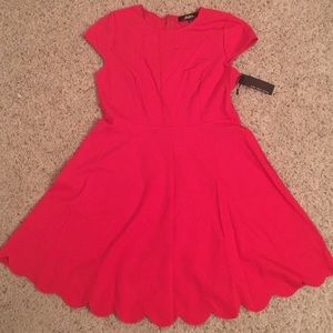 New Lulu's Red Scalloped Dress